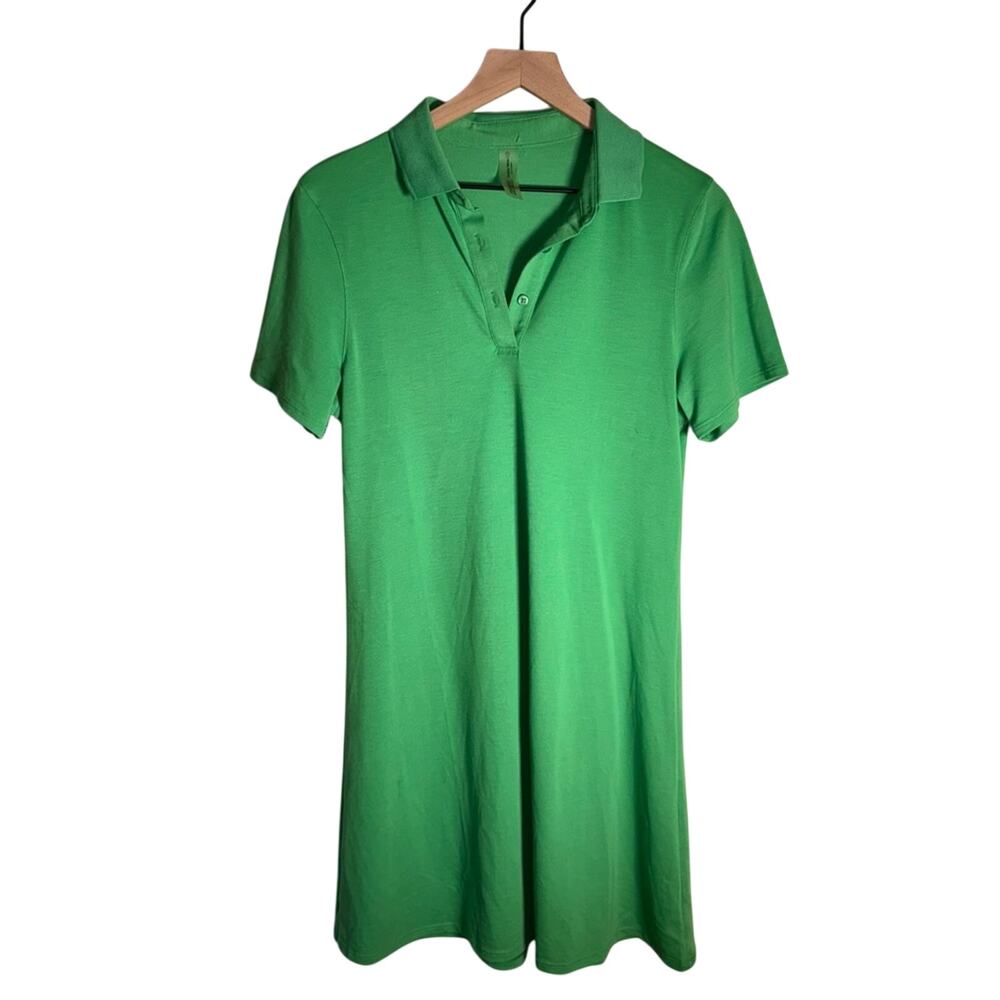 OUTDOOR VOICES Kelly green preppy lightweight sustainable collared shirt dress L